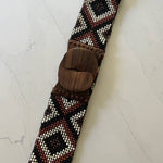 Glass beaded belt wood scroll diamond x cream brownErik & Mike