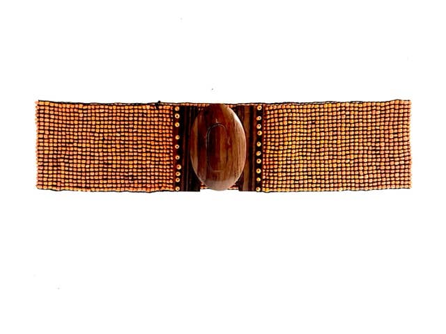 Glass beaded belt wood wider 3 inches in Antique OrangeErik & Mike