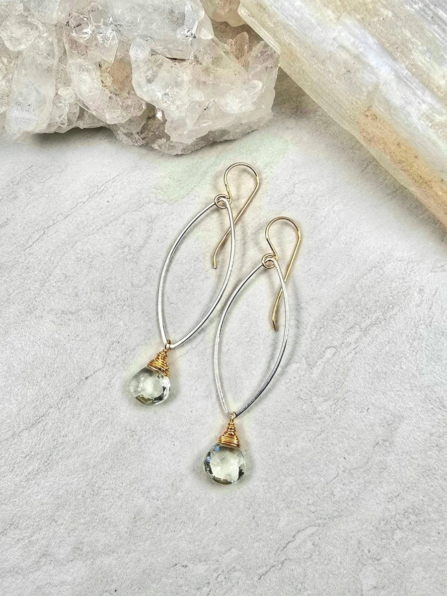 Green Amethyst Hoop Mix Silver & Gold #1529James & JezebelleEARRINGS