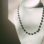 Gunmetal Faceted Coin Gemstones With 14kgf Wire Wrapped Short Necklace.Beth ZinkNECKLACES