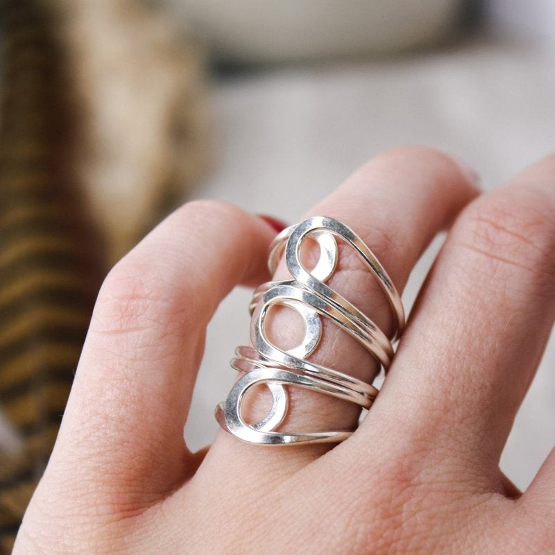 Hammered Sterling Silver Circles RingJinjaRINGS