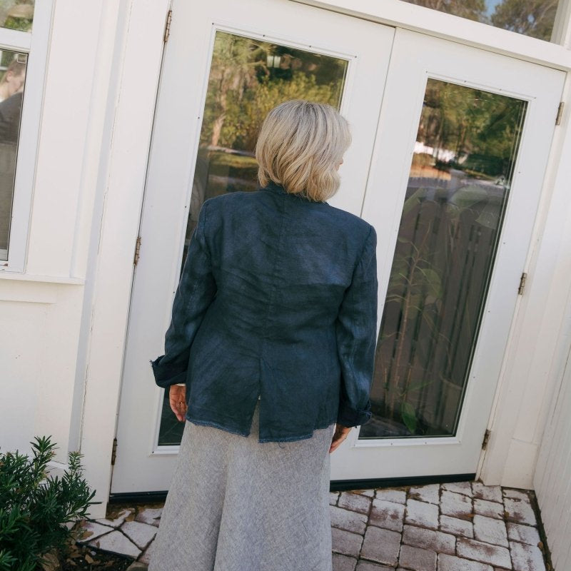 Hand Dyed Linen Distressed Blazer - Double Dyed Blue Denim/NavyImp of the Perversejacket