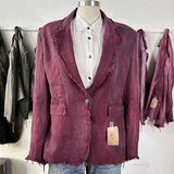 Hand Dyed Linen Distressed Blazer - Double Dyed Red/BlueImp of the Perverse