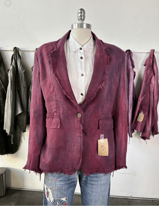 Hand Dyed Linen Distressed Blazer - Double Dyed Red/BlueImp of the Perverse