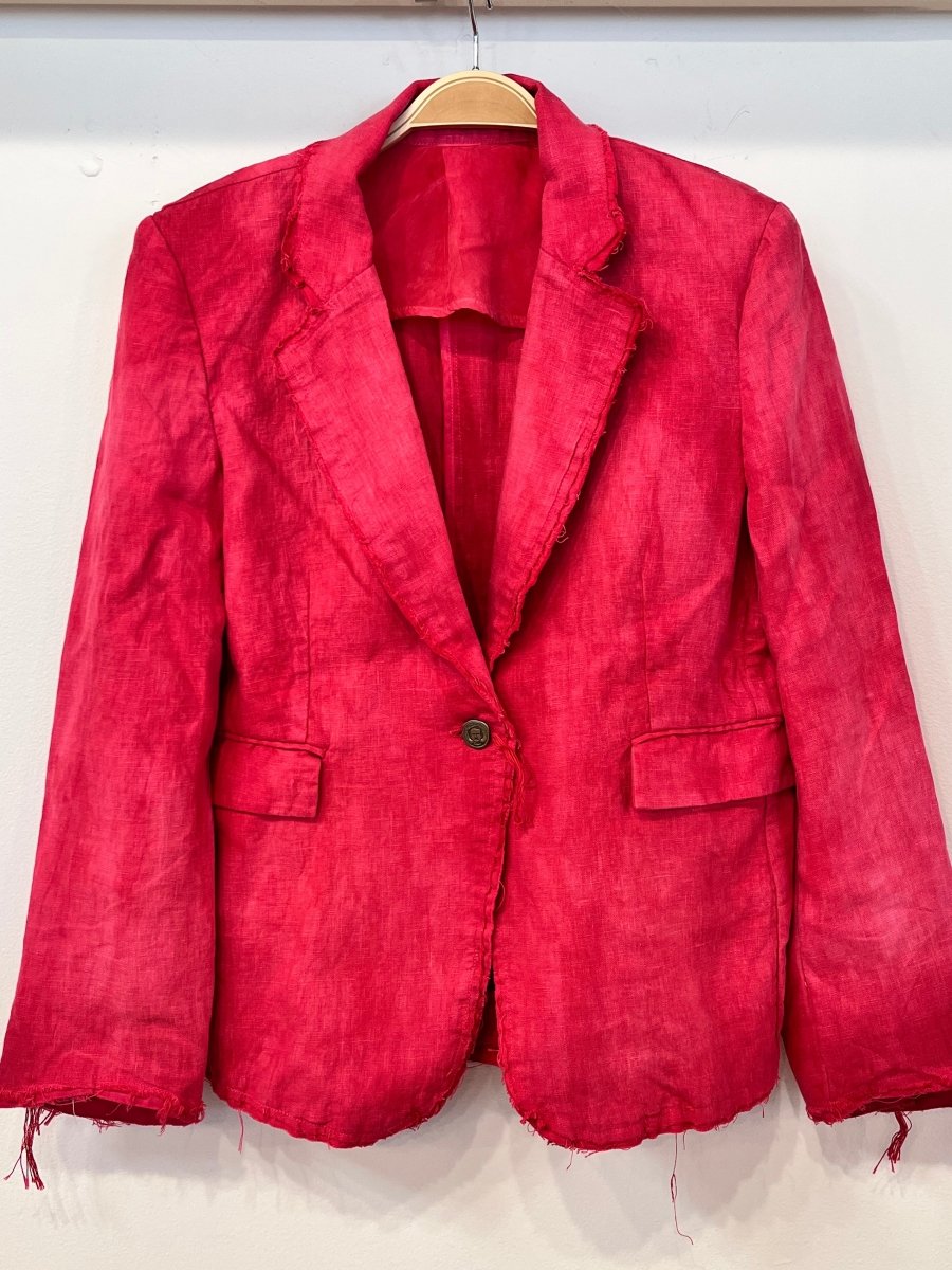 Hand Dyed Linen Distressed Blazer - LipstickImp of the Perversejacket