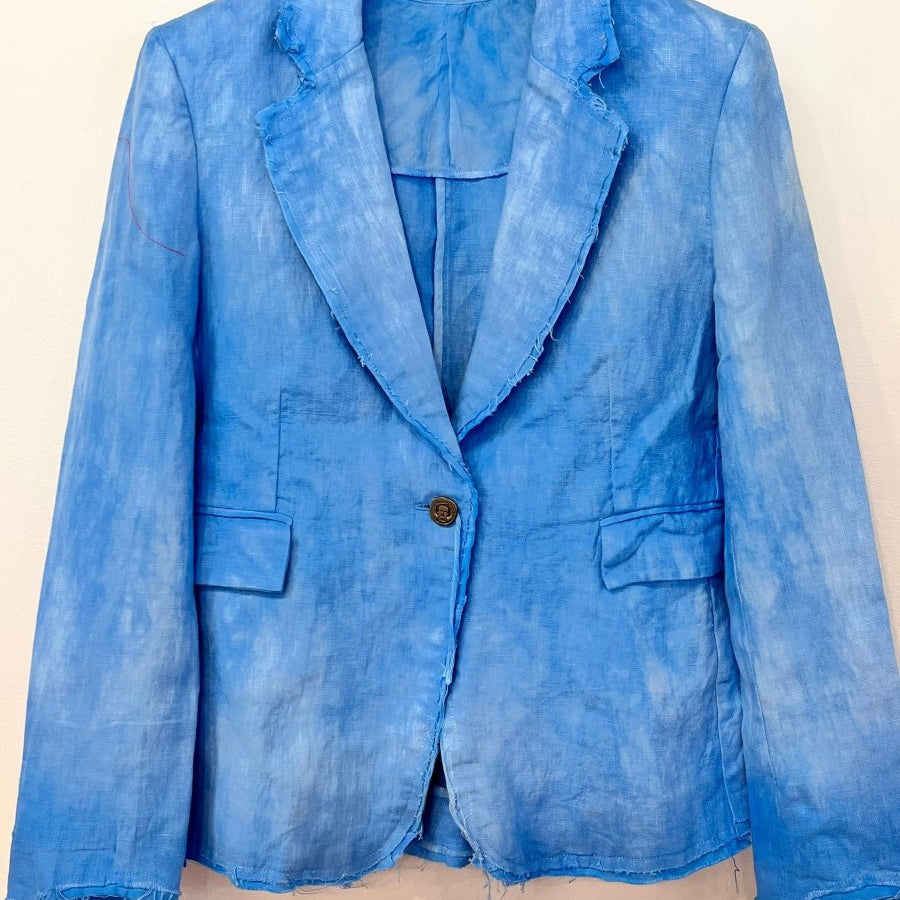 Hand Dyed Linen Distressed Blazer - Sapphire BlueImp of the Perversejacket