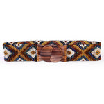 Hand loomed glass bead belt wood scroll diamond x creamErik & Mike