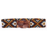 Hand loomed glass bead belt wood scroll diamond x creamErik & Mike