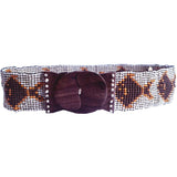 Hand loomed glass bead belt wood scroll fish cream brownErik & Mike