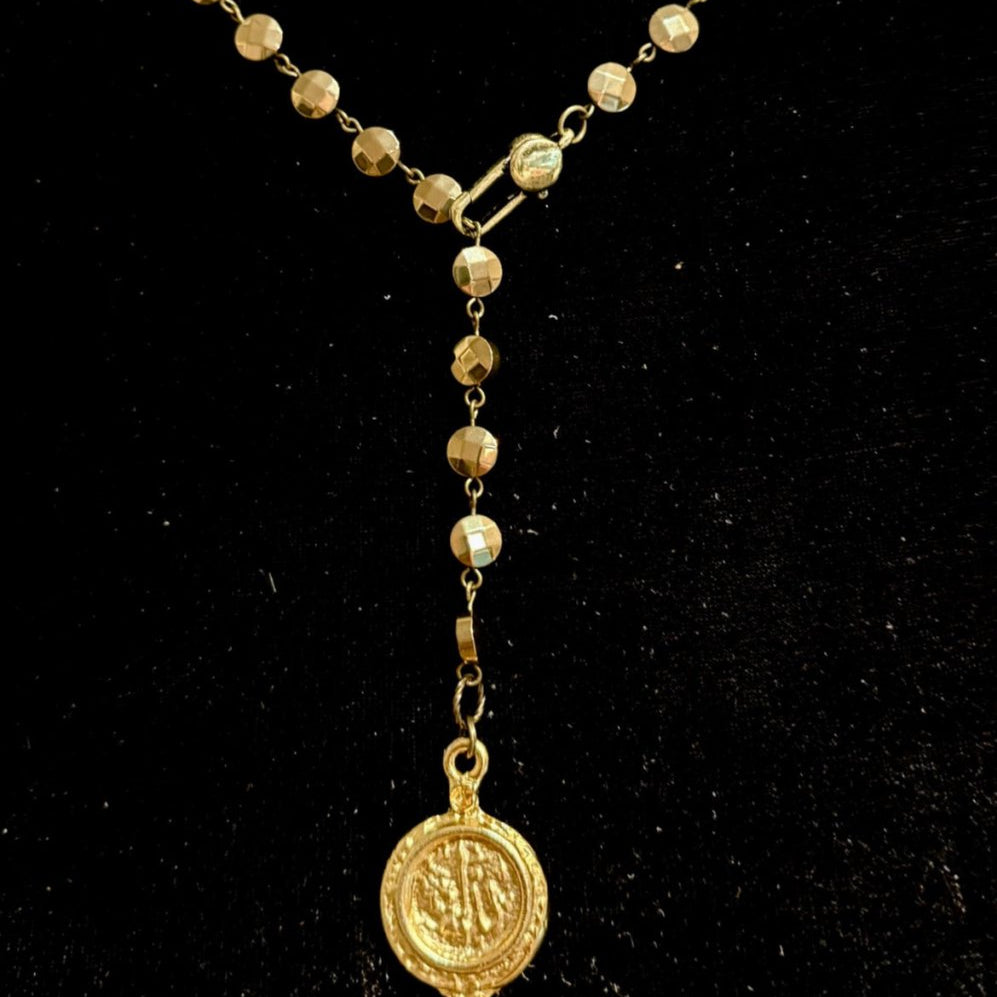 Hematite Rosary With Old World Style Greek Coin Pendant Necklace #3Bella Smith DesignsNECKLACES