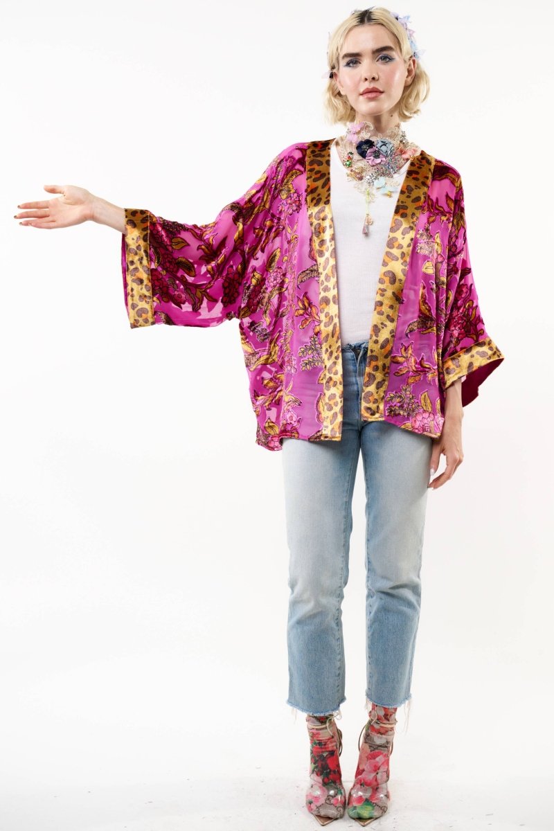 Holiday Jewels Kimono : Fuchsia / One SizeArattaKimono