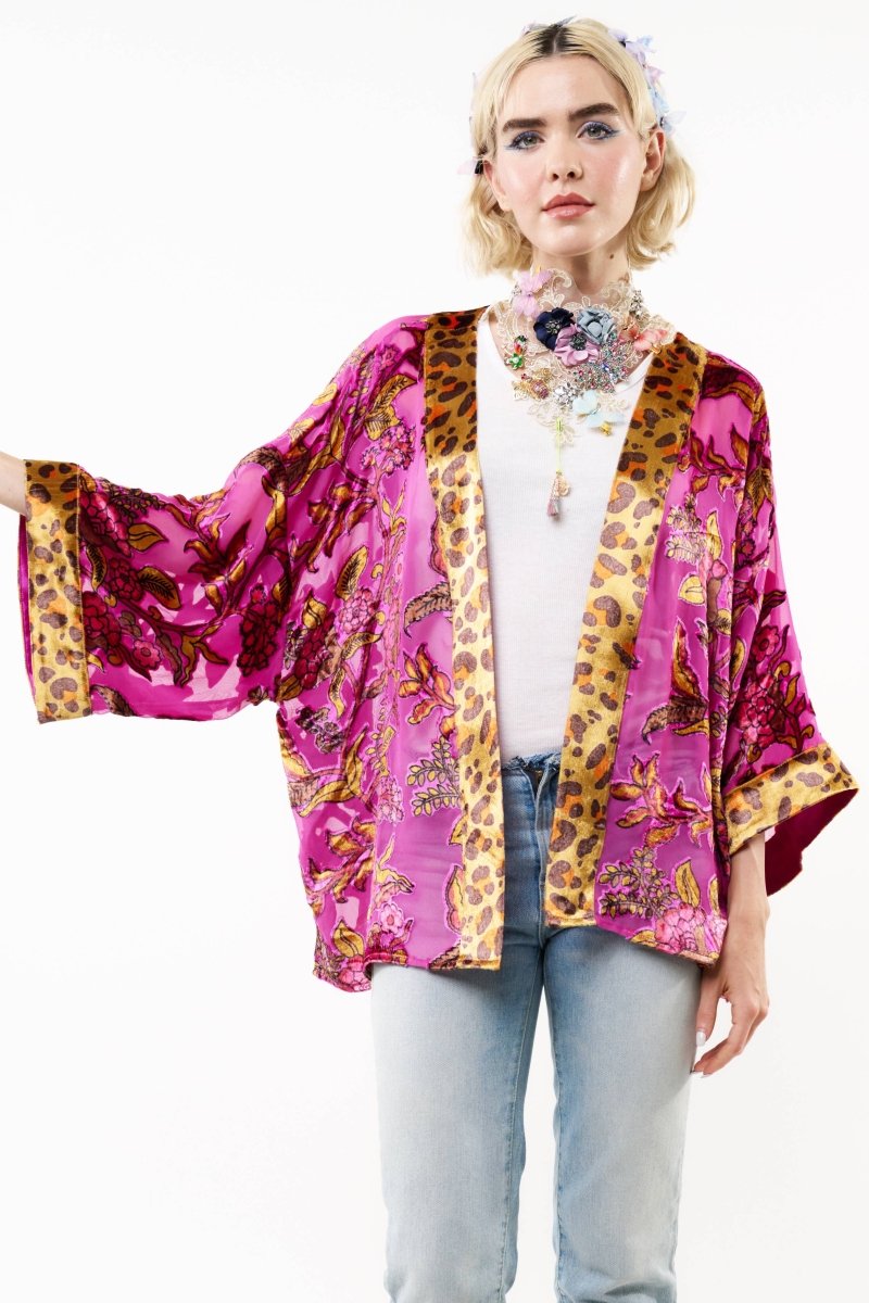 Holiday Jewels Kimono : Fuchsia / One SizeArattaKimono