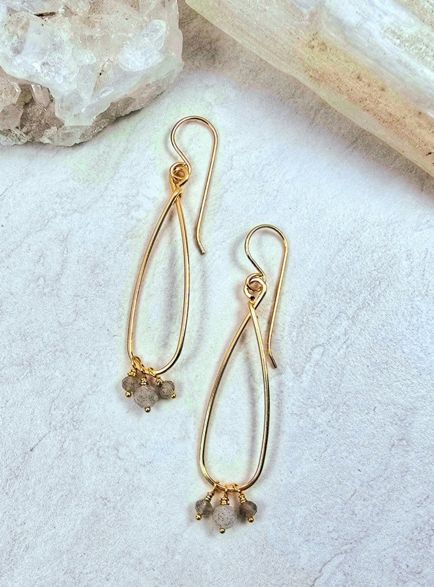 Labradorite Hoop Small Gold #1534James & JezebelleEARRINGS