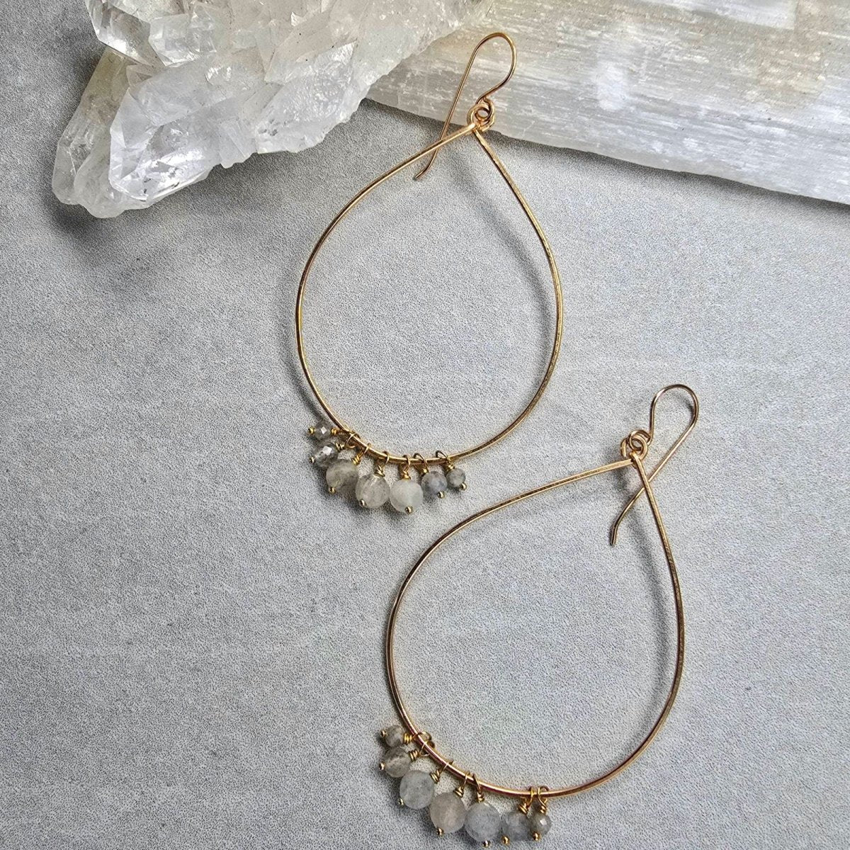 Labradorite Hoops - Bottom Stones #1553James & JezebelleEARRINGS