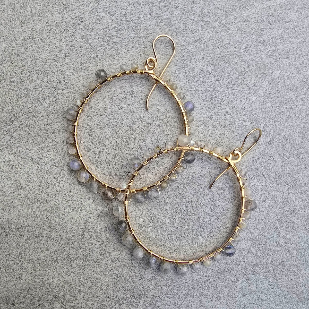 Labradorite Large Wrapped Hoops #1522James & JezebelleEARRINGS