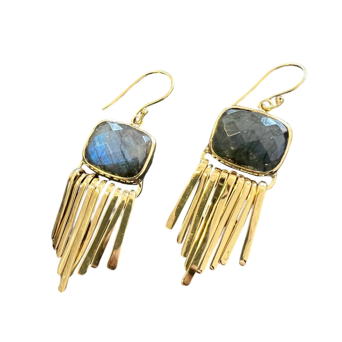 Labradorite with Brass Fringe EarringsBaizaarEARRINGS