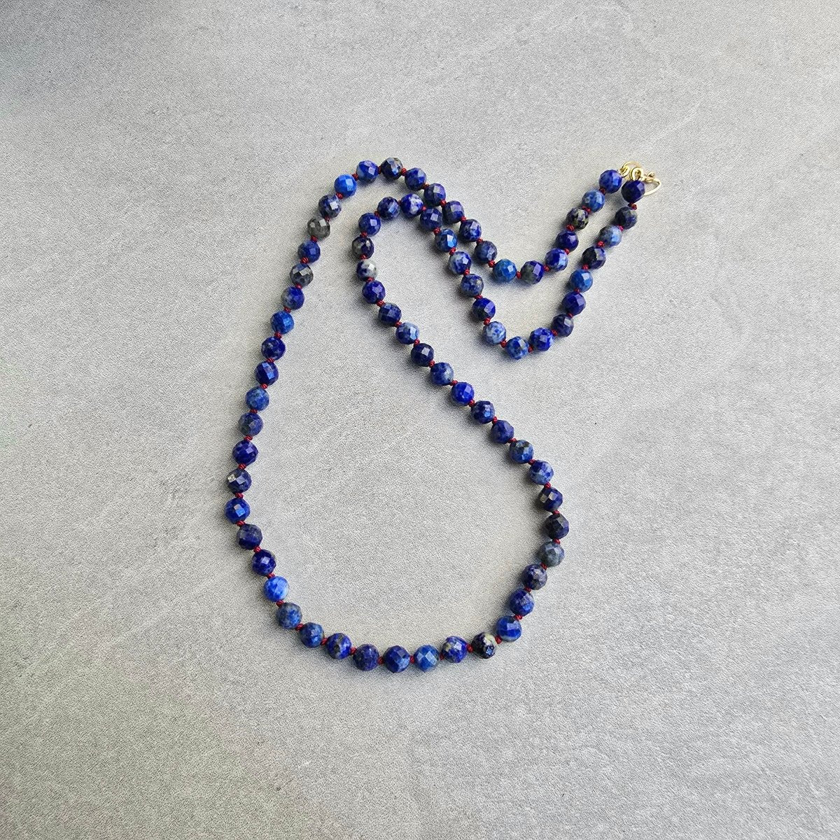 Lapis Knotted With a Garnet Thread Necklace #8098James & JezebelleNECKLACES