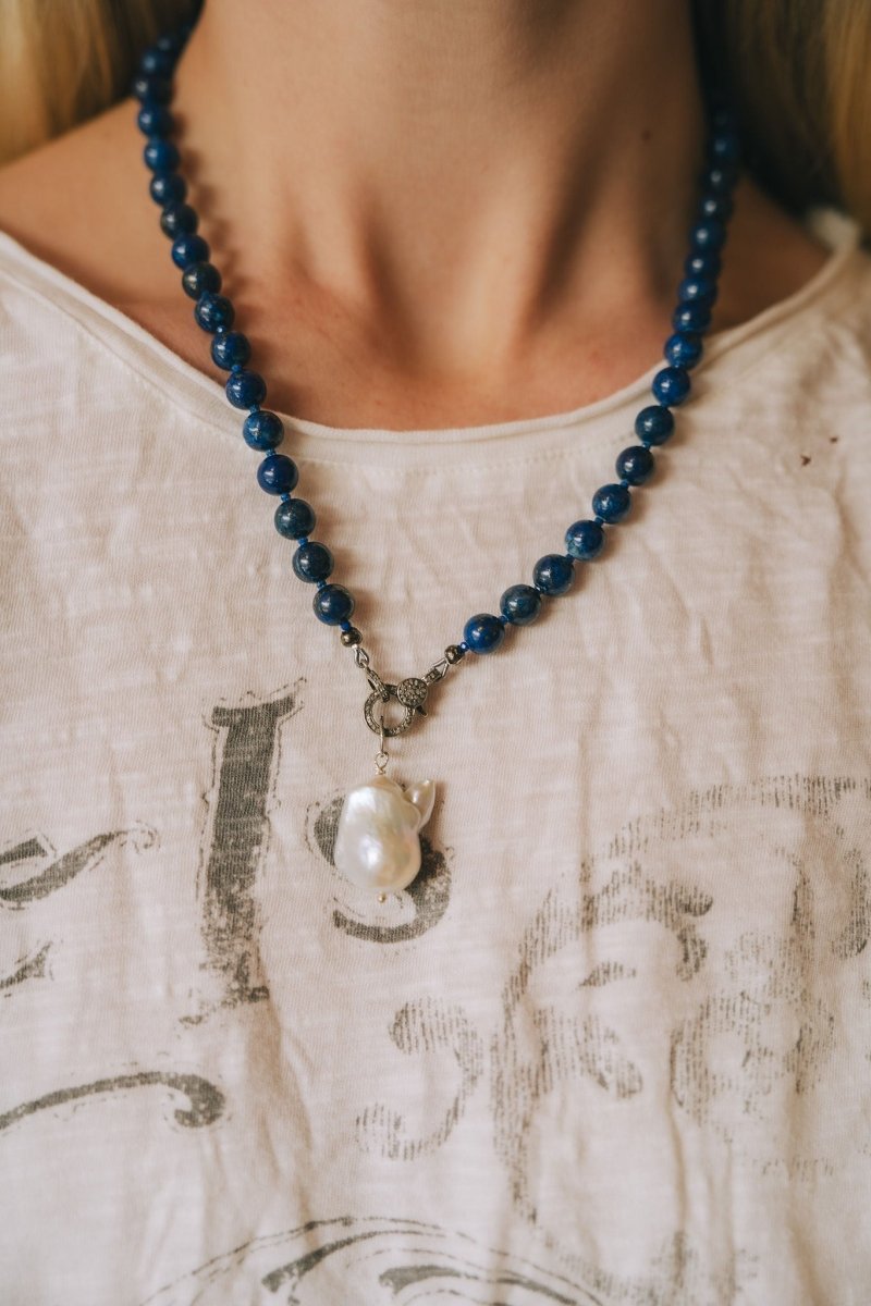 Lapis Lazuli Round Gemstones Short NecklaceBeth ZinkNECKLACES