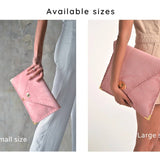 Large Suede clutch in pink: Gold hardwareANA KOUTSIACCESS