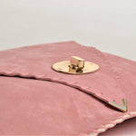 Large Suede clutch in pink: Gold hardwareANA KOUTSIACCESS