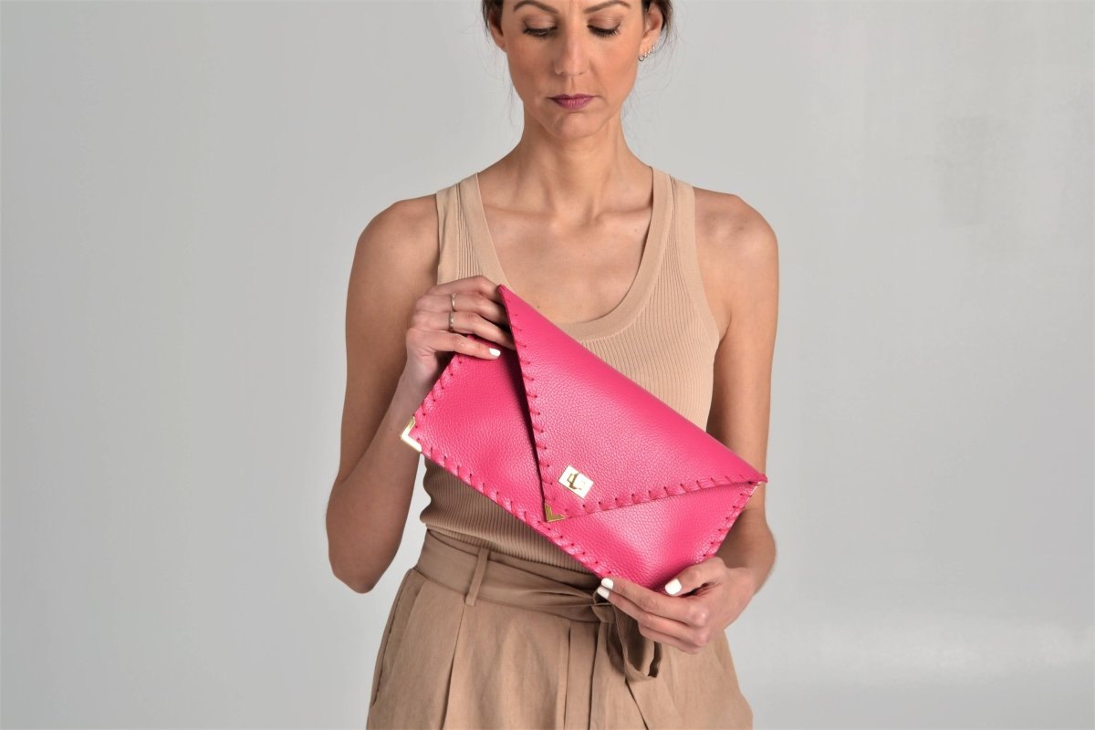 Leather Clutch: FuchsiaANA KOUTSIBAGS