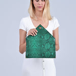 Leather clutch with snake look: Emerald / Gold hardwareANA KOUTSIACCESS