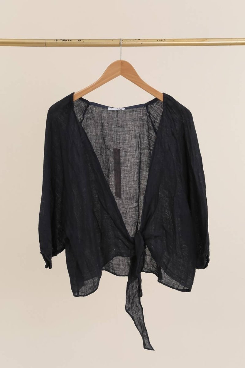 Linen Wrap Top: Anthracite greyla maison des fibres naturellesTOPS