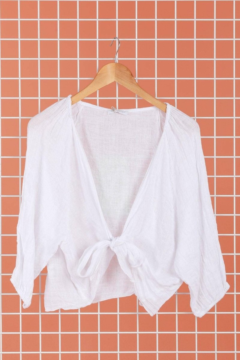 Linen Wrap Top: Whitela maison des fibres naturellesTOPS