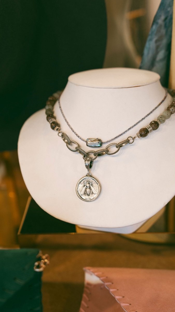 Necklace of Labradorite and Brown Snowflake Obsidian #17Bella Smith DesignsNECKLACES