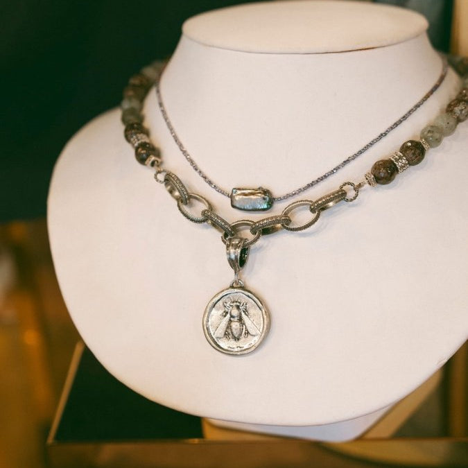 Necklace of Labradorite and Brown Snowflake Obsidian #17Bella Smith DesignsNECKLACES