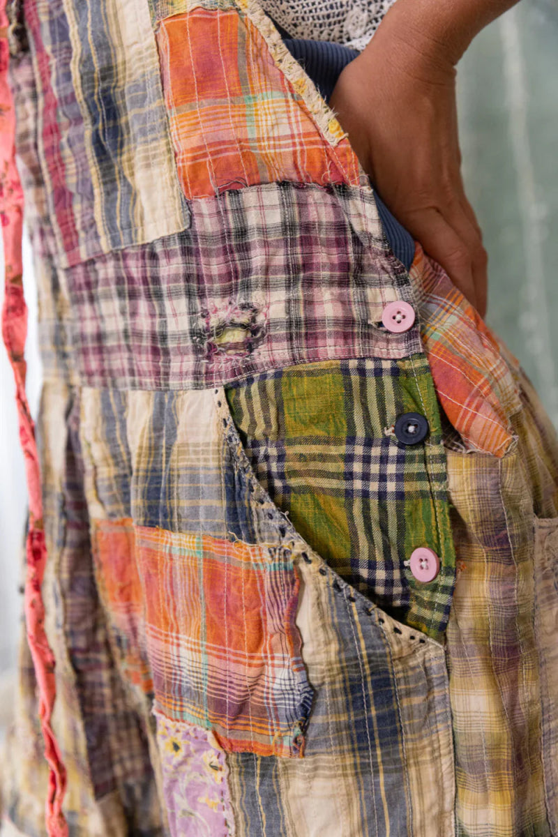 Overalls 073 - Patchwork Love Overalls - Madras GreenMagnolia PearlOUTERWEAR