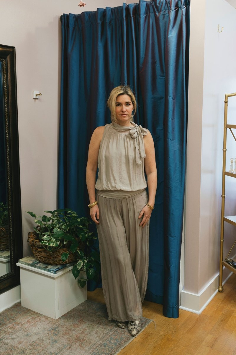 Palazzo Silk Pants: TaupeDance in Parispants