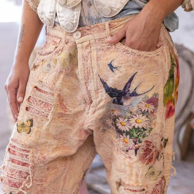 Pants 345 - Jacquard Applique Miner - Soleil En RoseMagnolia PearlBOTTOMS