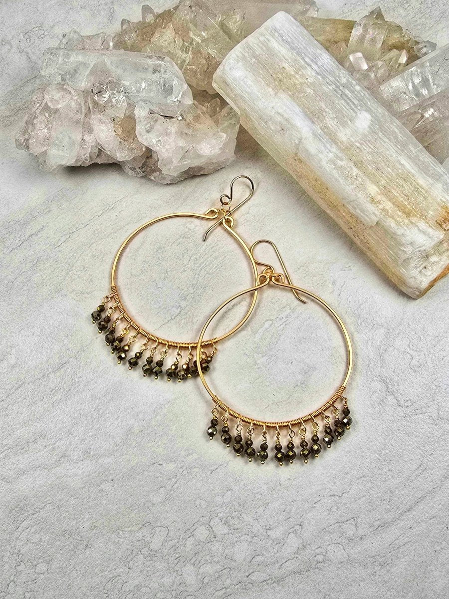 Pyrite Large Round Fringe Gold #1527James & JezebelleEARRINGS