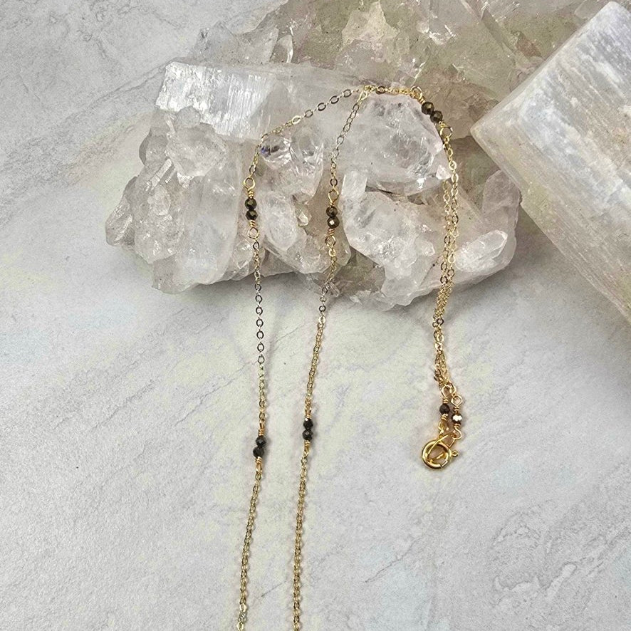 Pyrite Satellite Gold Necklace #8116James & JezebelleNECKLACES