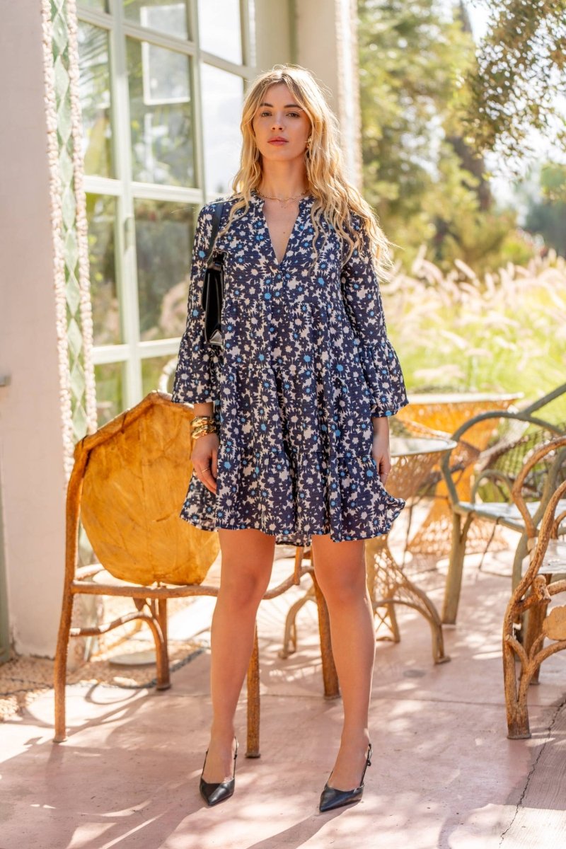 Saint - Tropez Printed Short Dress in Marine daisyCHOKLATE PARISDRESS