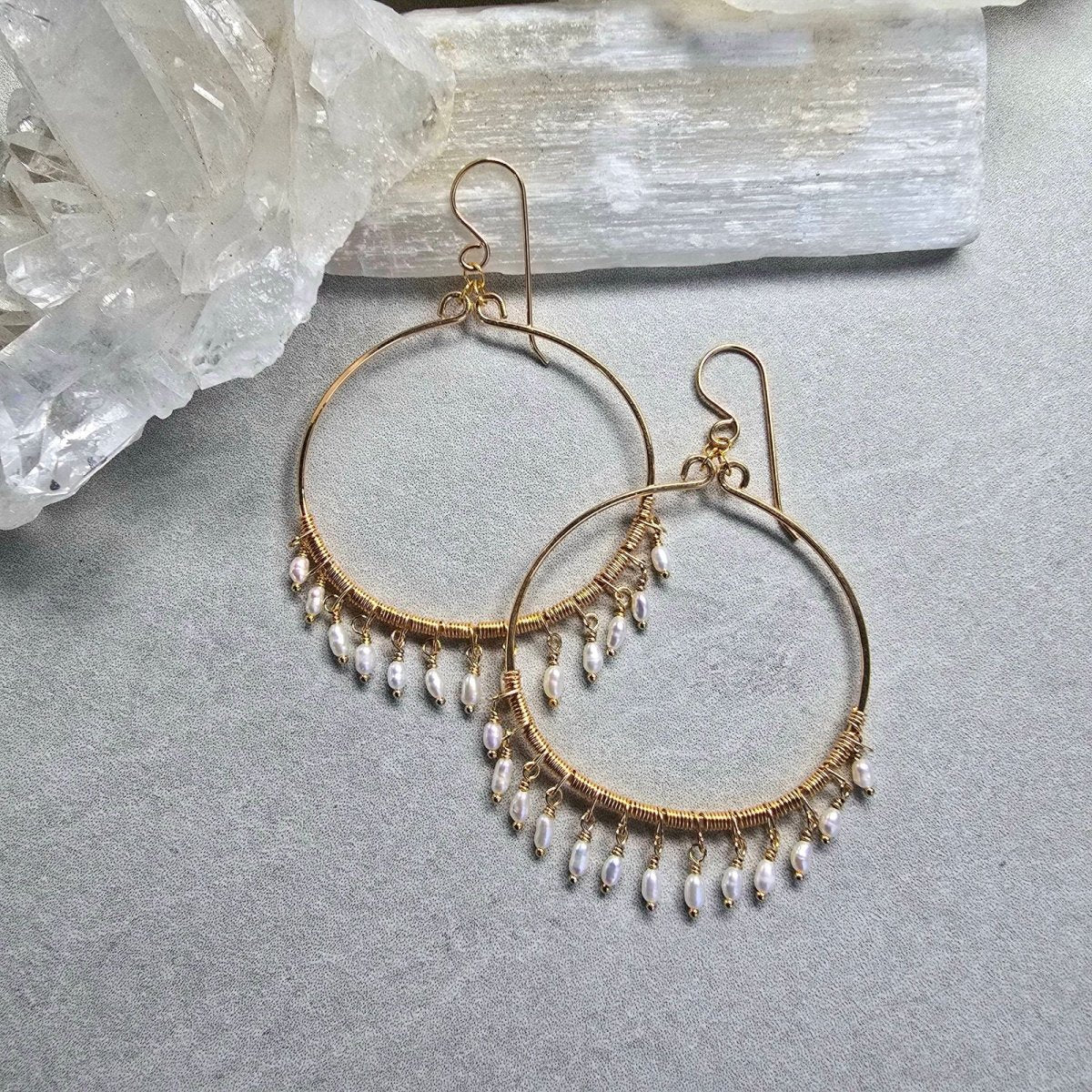 Seed Pearl Fringe Hoops #1538James & JezebelleEARRINGS