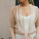 Sheer Cardigan with Metallic Trim: Pale PinkDance in ParisTOPS