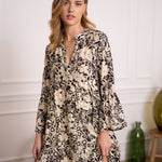 Short silk dress in Black & Cream PrintCHOKLATE PARISDRESS