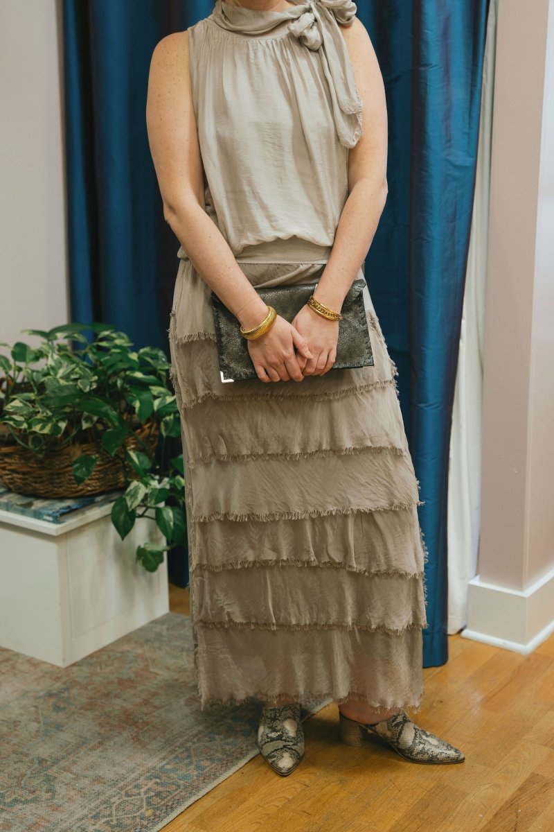 Silk Skirt with Raw Edge Chiffon: Taupe / One SizeDance in ParisSKIRT