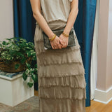 Silk Skirt with Raw Edge Chiffon: Taupe / One SizeDance in ParisSKIRT