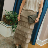 Silk Skirt with Raw Edge Chiffon: Taupe / One SizeDance in ParisSKIRT