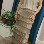 Silk Skirt with Raw Edge Chiffon: Taupe / One SizeDance in ParisSKIRT