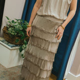 Silk Skirt with Raw Edge Chiffon: Taupe / One SizeDance in ParisSKIRT