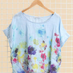 Sky blue tee with Flowersla maison des fibres naturellesTOPS