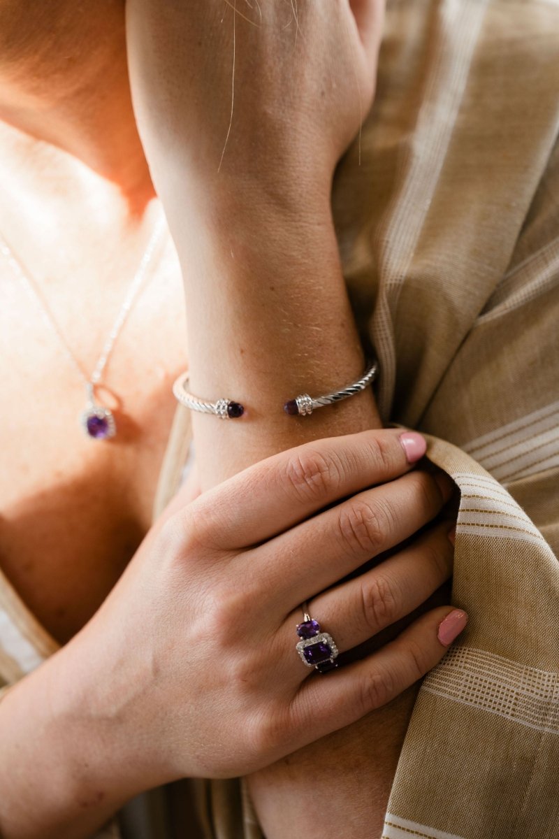 Sterling Silver Amethyst Cuff BraceletZiabird