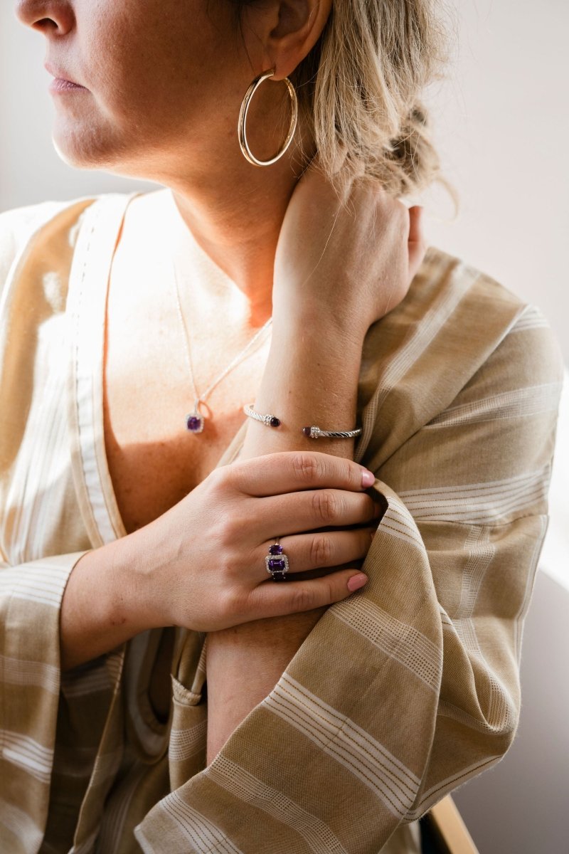 Sterling Silver Amethyst Cuff BraceletZiabird