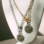 Sterling Silver Compass With Diamond Pendant on 14kgf Paperclip Chain With Pave Diamond ClaspBeth ZinkNECKLACES