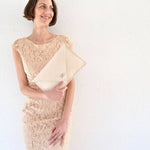 Symmetria leather clutch in nude: Gold / LargeANA KOUTSI