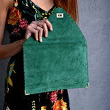 Symmetria soft clutch in emerald: GoldANA KOUTSI